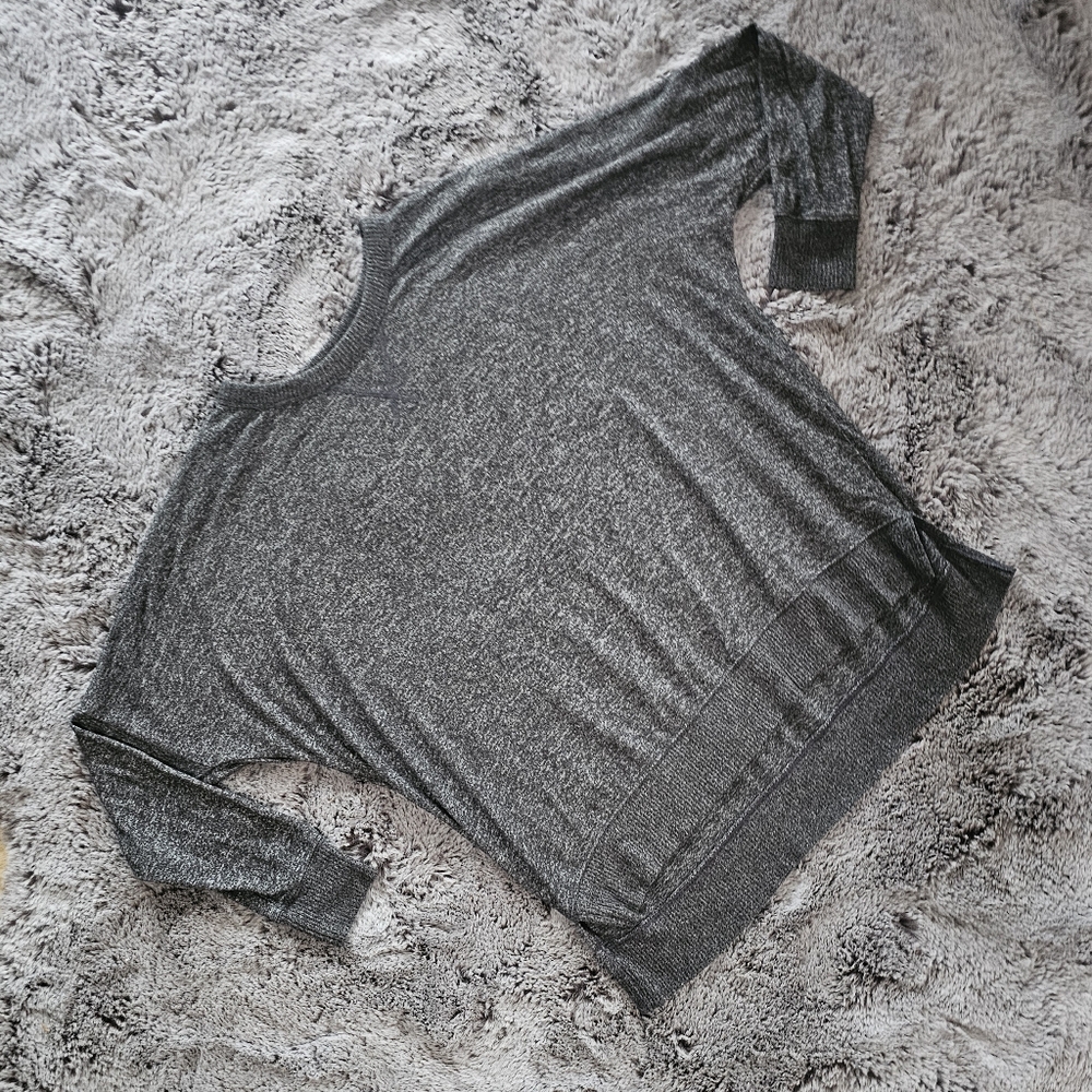 Aerie Peppered Grey High Low 3/4 sleeve Sweater sz M